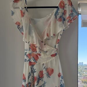 Olivaceous Asymmetrical Floral Wrap Dress